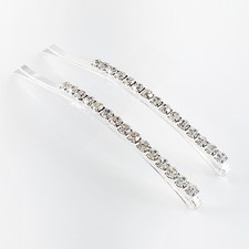 USA Silver Bobby Pin Rhinestone Crystal Hair Clip Hairpin Jeweled Extra Long
