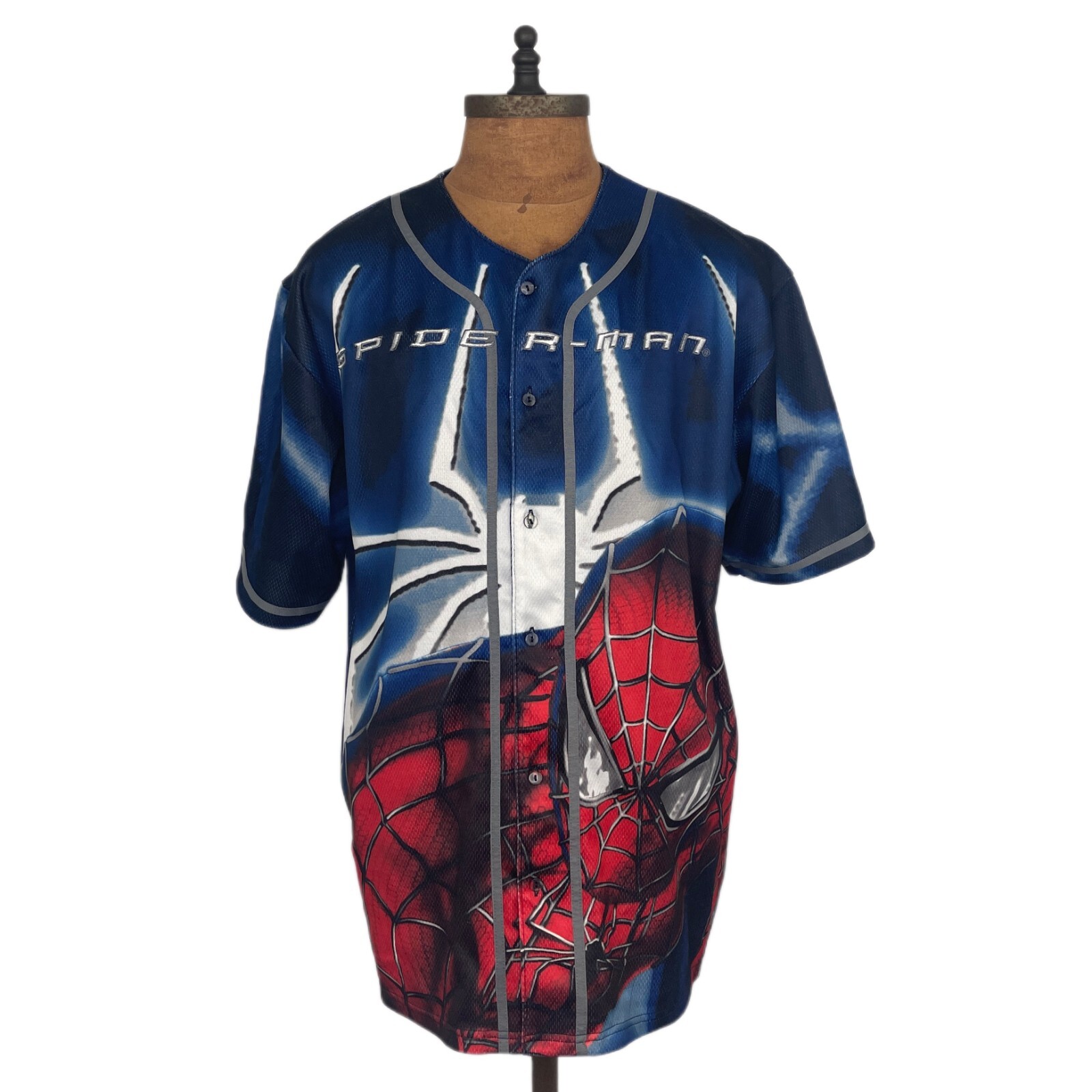 2002 Spiderman Baseball Jersey Mens Marvel Comics ALL… Gem