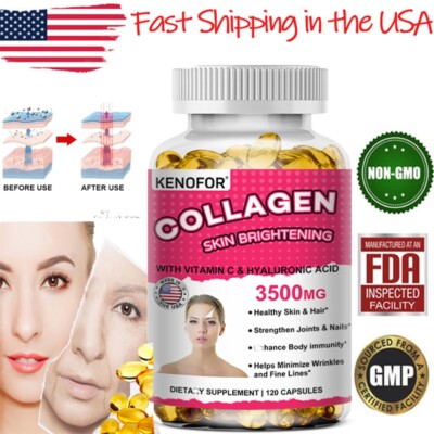 Natural Multi-Collagen Peptides Skin Brightening Capsules Anti-aging Antioxidant
