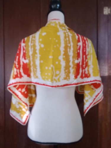 Vintage 70er Jahre Vera Neumann 44" langer Schal rot orange gold Herbstfarben - Bild 3 von 9