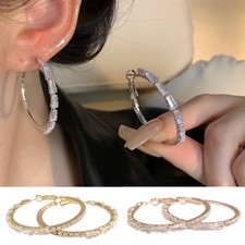 Pretty Round Hoop Earring Filled Hoop Earring Lady Cubic Zircon Wedding Jewelry
