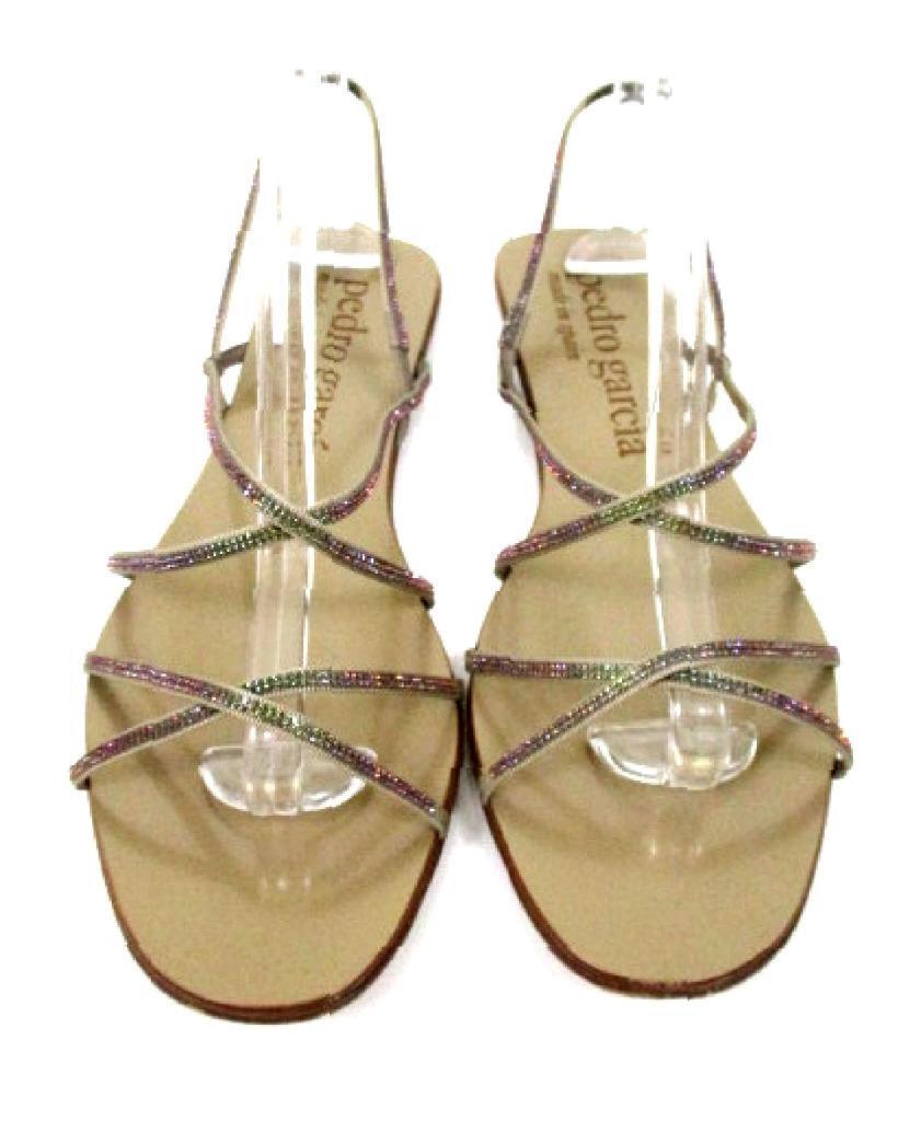 PEDRO GARCIA ESME SWAROVSKI CRYSTAL EMBELLISHED CRISS-CROSS FLAT