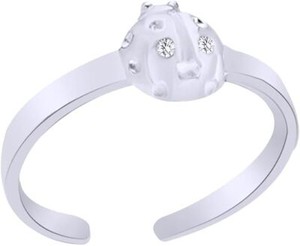 Authentic Ladybug Toe Ring Jewelry For Women Round Simulated Diamond 925 Sterling Silver