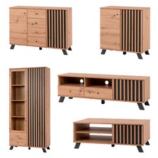 Möbelserie Kommode Lowboard Couchtisch Vitrine Sideboard Holz Modern 3D-Lamellen