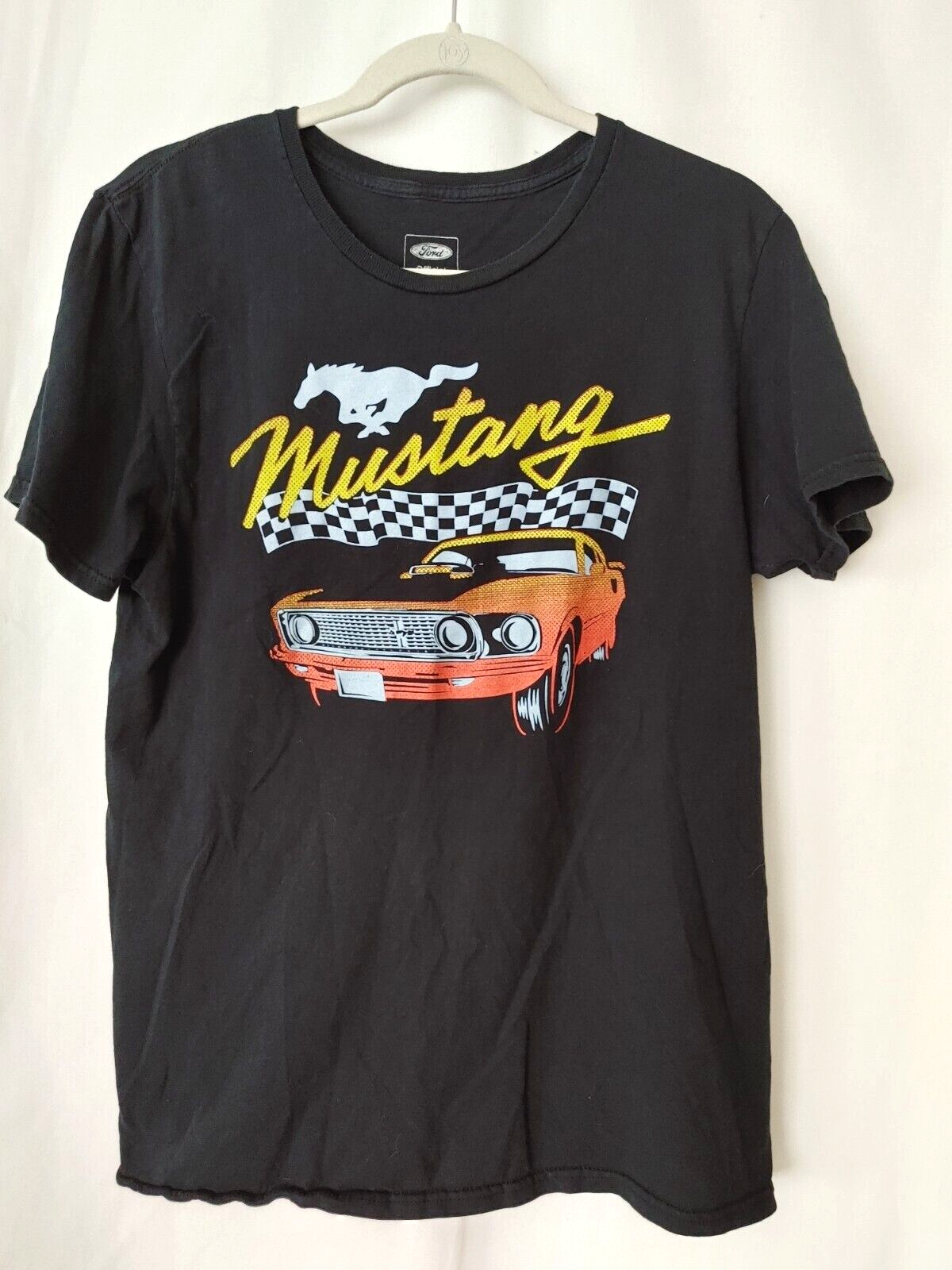 PONY T Shirt Prodotto Con Licenza Ford MUSTANG Graphic Crew Corta Slv Nera Taglia M #15661