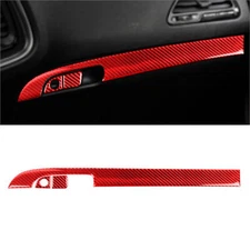 3Pcs Red Carbon Fiber Copilot Dashboard Panel Cover Trim For Dodge Charger 2015+