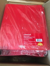 Plastic Twin-Pocket Report Covers with 3 Fasteners, 100 Sheets, Red, 10/PK