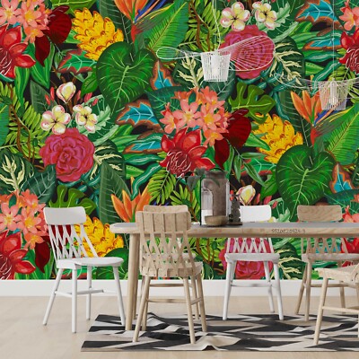 3D Flowers Leaves Flora Pattern Self-adhesive Removable Wallpaper Murals 10