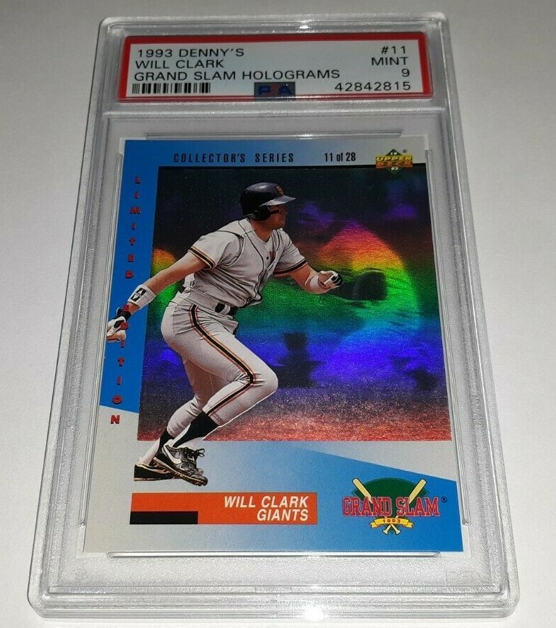1993 Denny's Grand Slam Holograms #11 Will Clark Card Graded PSA 9 Mint