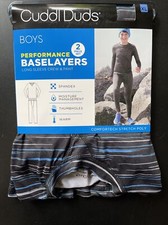 Cuddl Duds Boys Size XL Black Blue 2-pc Performance Base Layers Crew /Pant 16-18