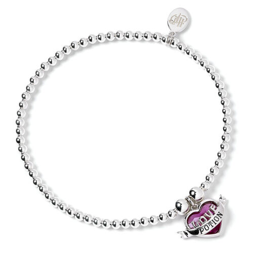 Sterling Silver Love Potion Charm Ball Bead Bracelet with Crystal - Afbeelding 1 van 2