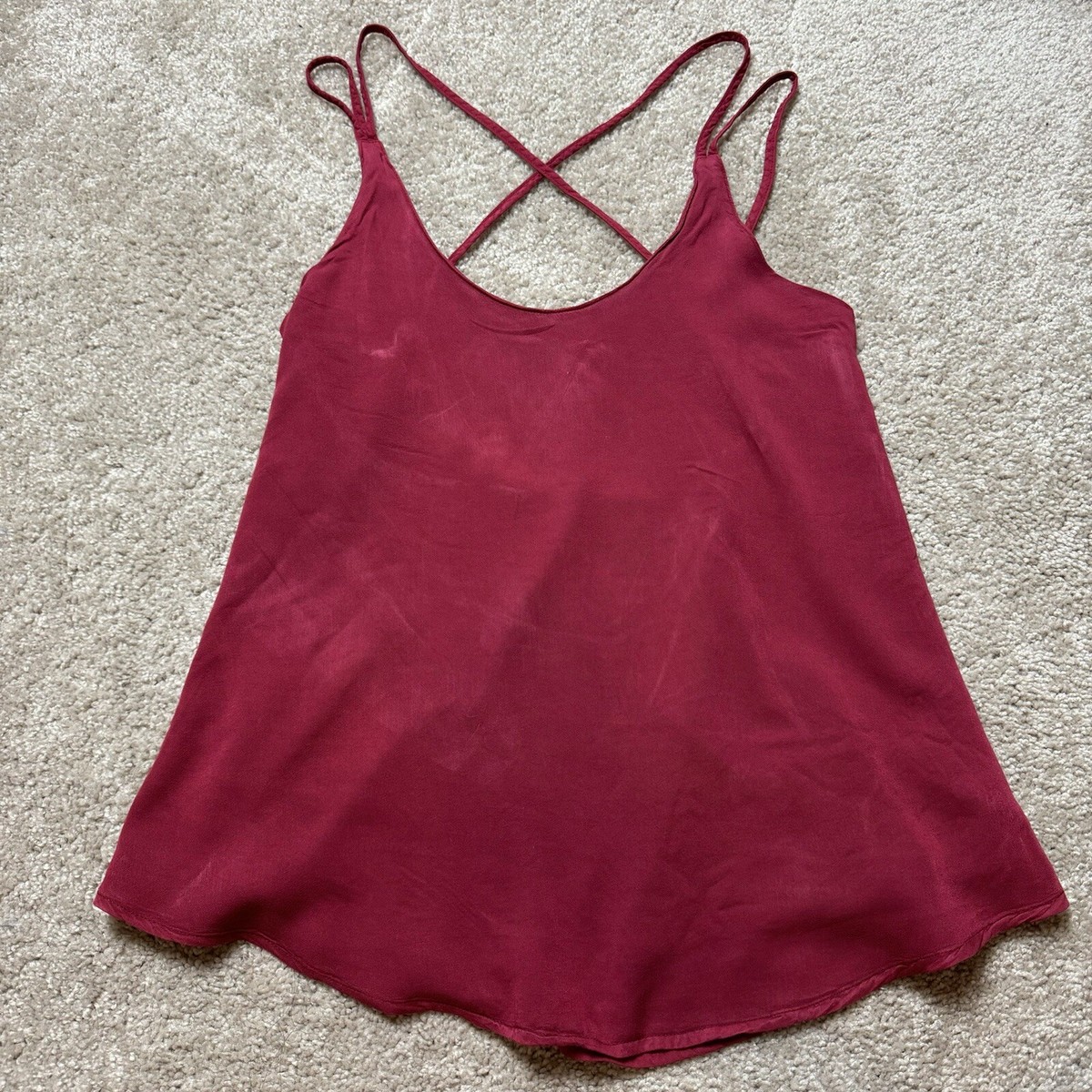 THREAD & SUPPLY 'Darcy' Wine Red Strappy Tank Blouse XS | eBay