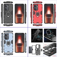 For IQOO Neo9 Neo 9 Pro, Shockproof Rugged Hybrid Grip Ring Holder Case +glass