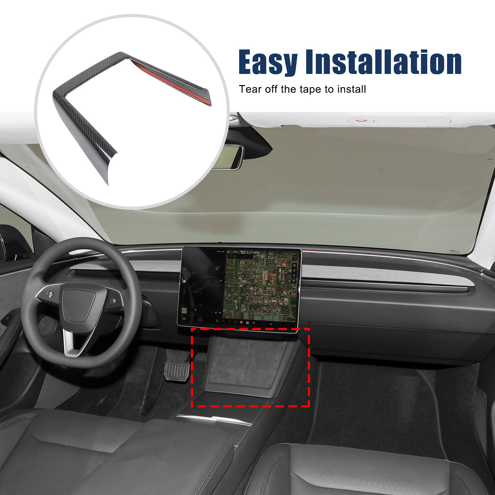 Real Carbon Center Console Wireless Charger Frame Trim for Tesla Model 3 2023+