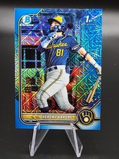 Jheremy Vargas 2022 Bowman Chrome Blue Mojo Refractor Prospect 109/150 Brewers