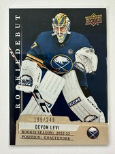 2023-24 Upper Deck Rookie Debut Devon Levi Blue Parallel - Serial # 195/249