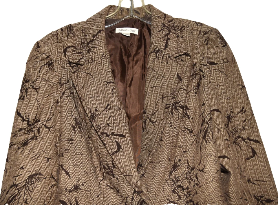 Chaqueta Blazer Coldwater Creek Marrón Espiga Floral Mujer Talla 16 Foto 2 de 4