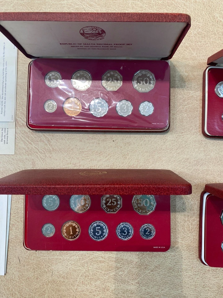 1977 79 80 81 Malta Coins Set of 4 PROOF Coins Franklin Mint Extremely Rare - Image 4 of 4
