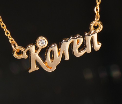 KAREN Name Necklace with Rhinestone 