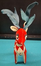 Vtg. R. Dakin  Co. Japan Red Felt Reindeer 10"