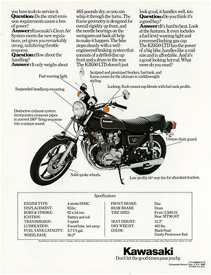 KAWASAKI Brochure KZ650 LTD 1980 1981 Sales Catalog REPRO | eBay