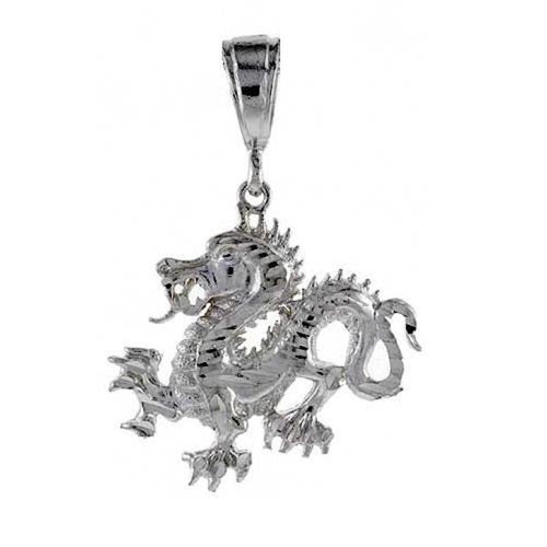 Sterlingsilber Drachen Groß Anhänger