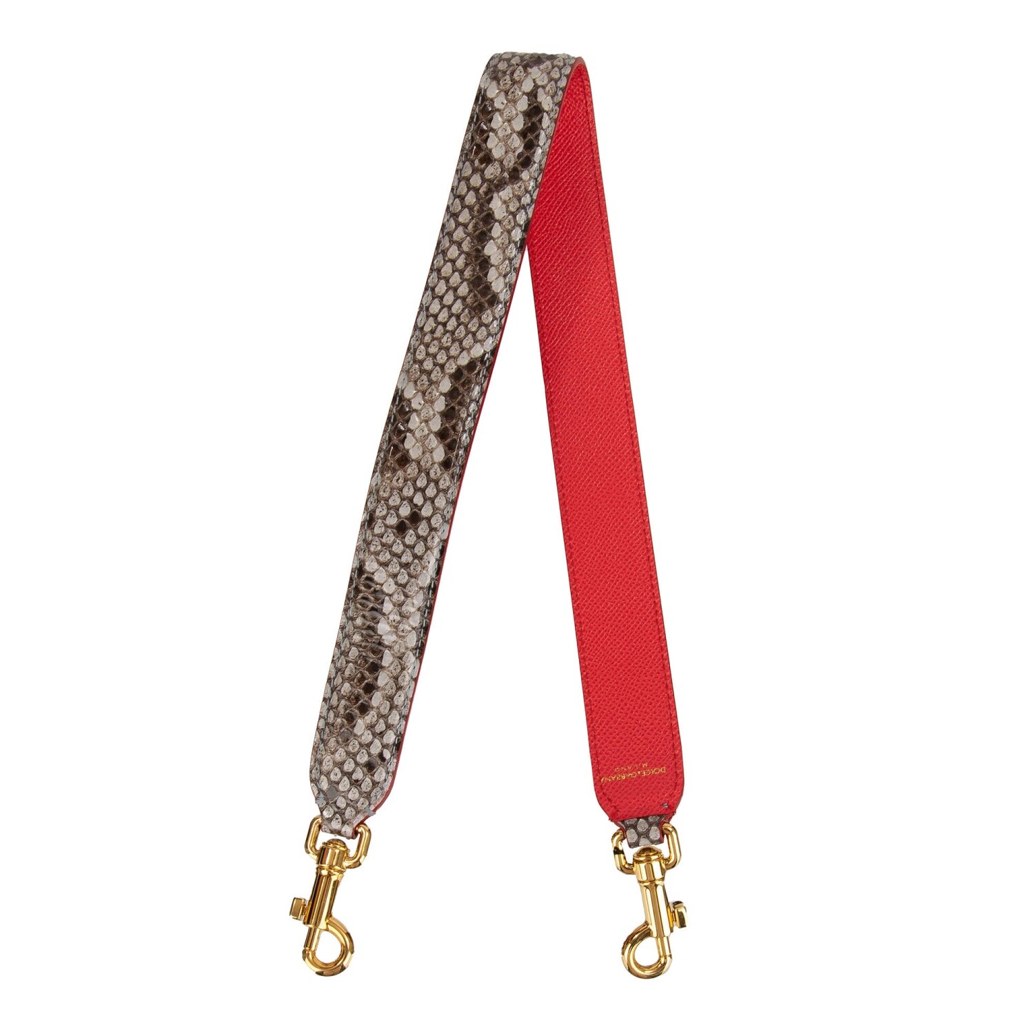 Кожаный плечевой ремень Dolce - Gabbana для сумки Серый с красным золотом 12825 61990₽