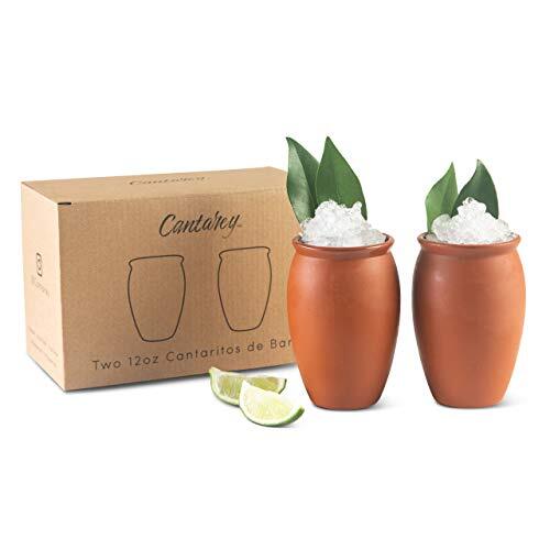 12oz Cantaritos De Barro Set Of 2 Cocktail Glasses For Tequila Margaritas Mojito