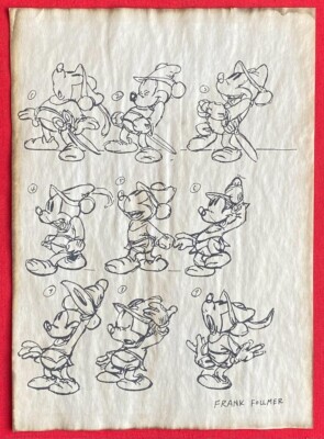 Frank Follmer (Handmade) Drawing On old Paper Signed & Stamped Mixed Media