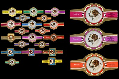 SAINT BERNARD Hund Original Vintage Holländische Zigarrenbänder X 23