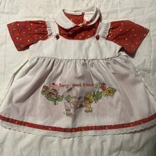 Vintage Strawberry Shortcake RARE 1980 Baby Girl Pinafore Dress 6m Union Made