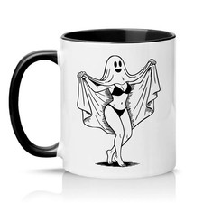 Spooky Pin Up Ghost Bikini Unisex 11oz Ceramic Mug Halloween Pin Up Halloween