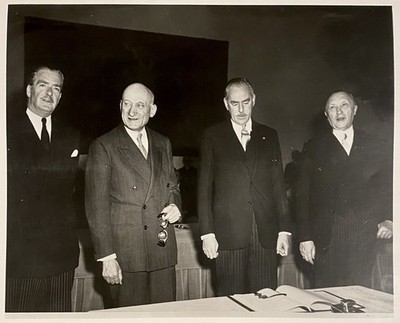 RARE PHOTO Anthony Eden, Robert Schuman, Dean Acheson, Konrad Adenauer 1952