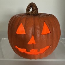 Vintage Atlantic Ceramic Lighted 10" Pumpkin Jack O Lantern Halloween RARE
