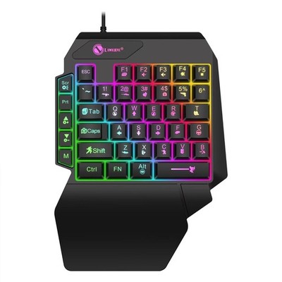 One Handed Gaming Keyboard 35 Keys RGB Backlit Mini Wired Keypad for PC PS4 Xbox