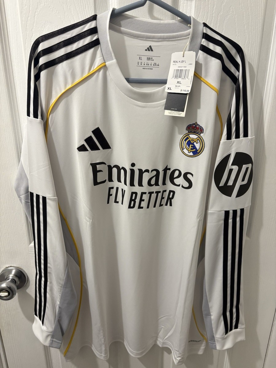 Adidas Real Madrid 25/26 Long Sleeve Home Authentic Jersey Men's