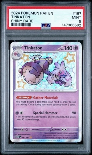 Tinkaton # 167/091 Shiny Rare | Pokemon TCG - 2024 Paldean Fates | PSA 9 Mint