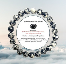 Snowflake Obsidian 8mm Natural Gemstone Crystal Beaded Elastic Bracelet