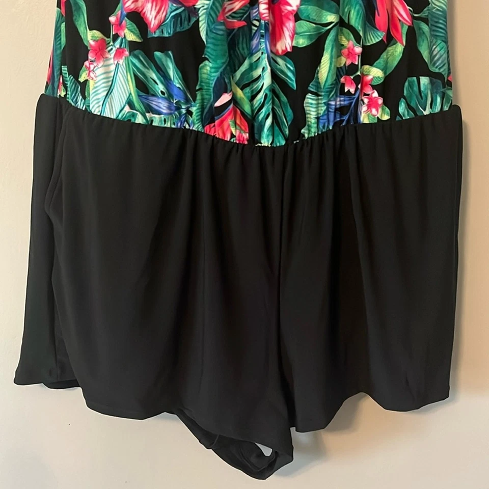 ¡Nuevo! Robby Len Traje de Baño de Una Pieza Vestido de Baño Tropical Floral Talla 18W Foto 3 de 4