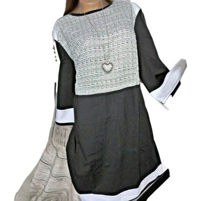 Creation L Etuikleid Kleid Sweatkleid Schwarz weiß gemustert (1 428) Übergröße