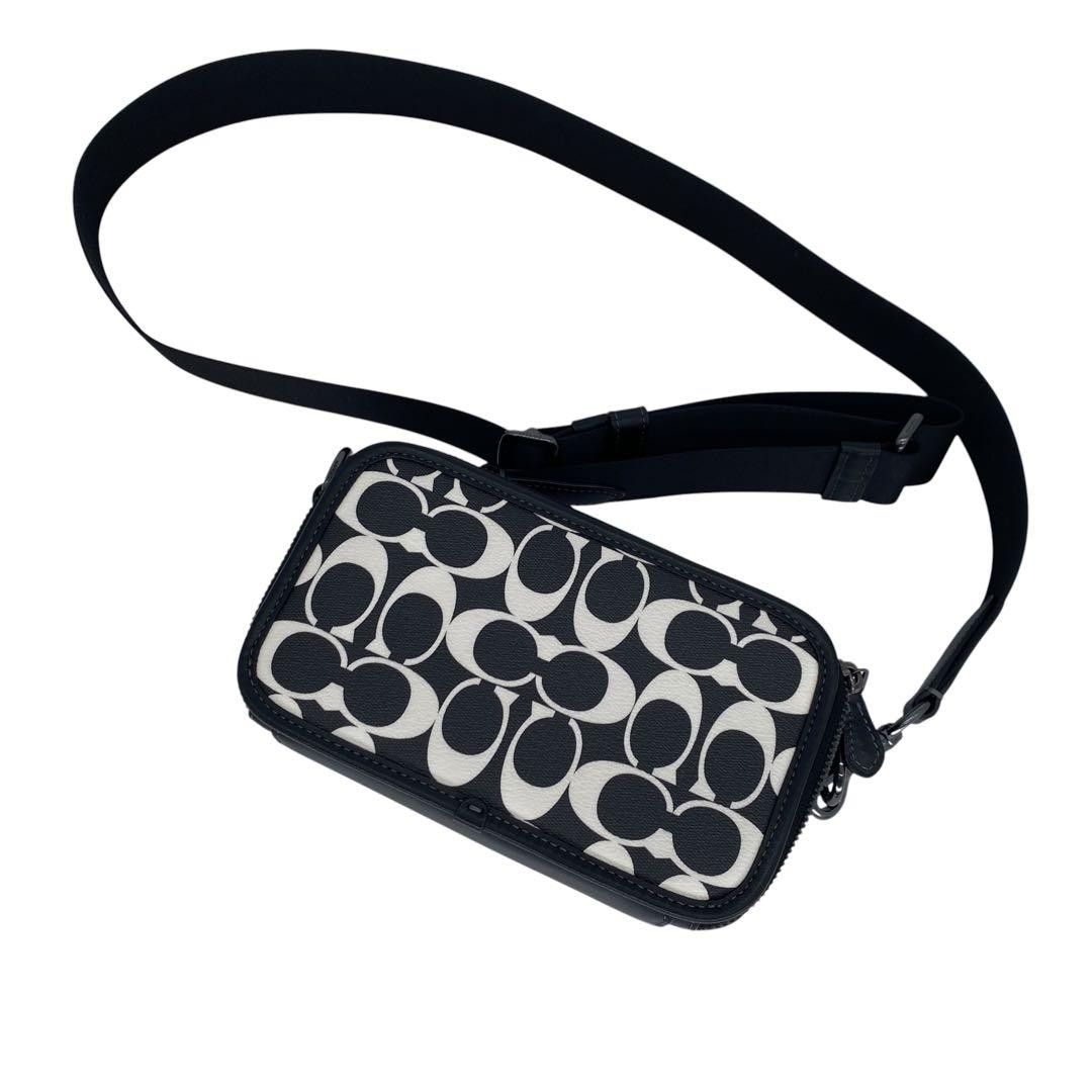 COACH Monogram Crossbody Bag Leather Black Authentic Women's Shoulder Bag
