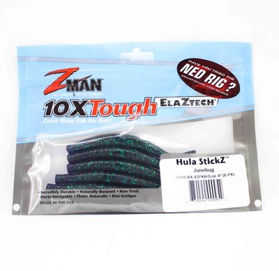 Zman Soft K�der Hula Stickz 4 Zoll 6/Pack Junebug (0952)