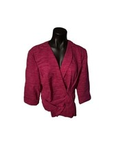 Alex Evenings Petite Fuchsia Pink Textured Wrap Jacket with 3/4 Sleeves