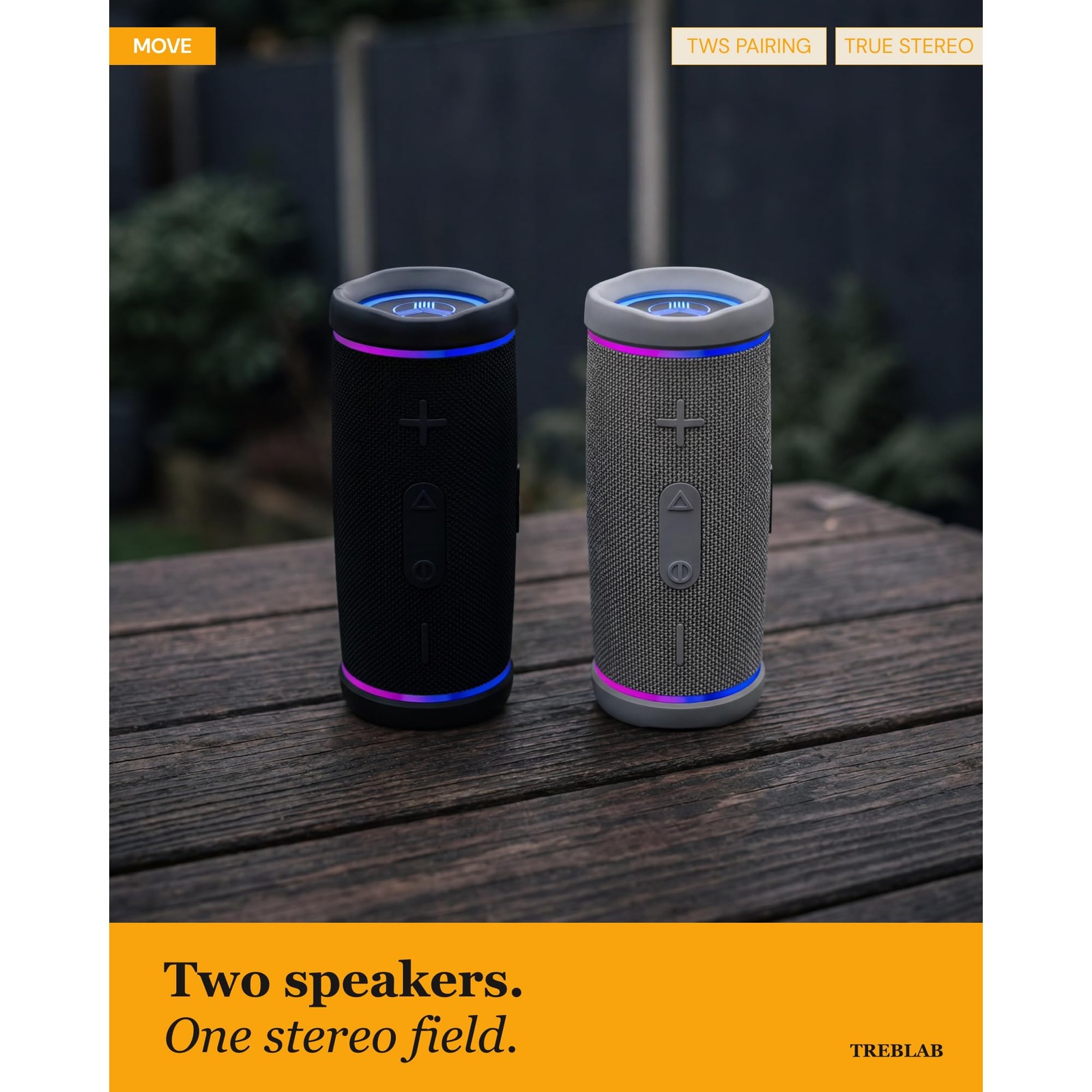 Parlante Bluetooth TREBLAB HD77 impermeable 30W sonido 360°, IPX7, RGB, 20H, TWS, imagen 9