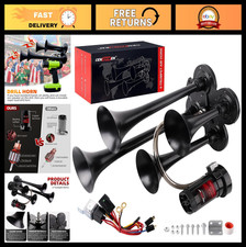 Ultra Loud 150dB Train Horn Kit - 4 Trumpet Metal Air Horns with Compressor for