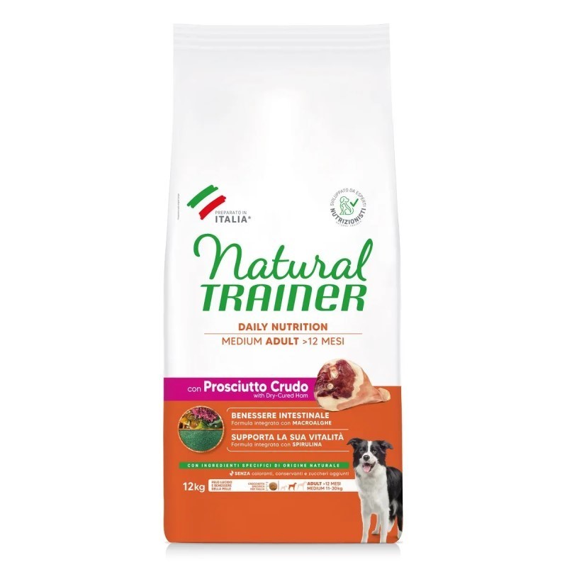Trainer Natural Adult Medium con Prosciutto e Riso kg 12 - Crocchette...