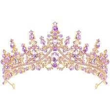 TOBATOBA Purple Crown for Women Crystal Queen Crown Princess Tiara, coronas para