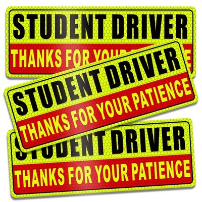 Student Driver Magnet for Car Safety Warning Please Be Medium, Black & Red 