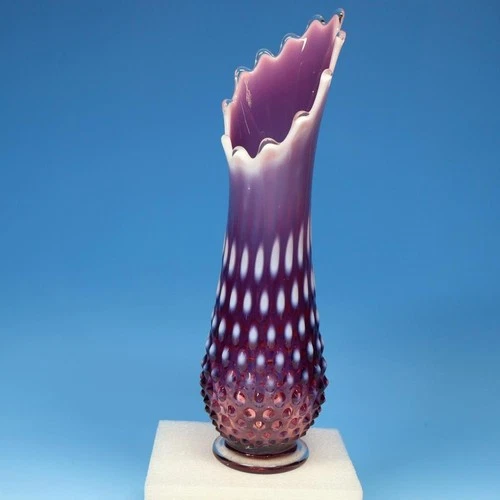 Fenton Art Glass - Plum Opalescent Hobnail - Swung Vase - 11¾ inches