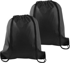 2Pcs Drawstring Bags Bulk, Black Drawstring Backpack String Backpack Cinch Sack